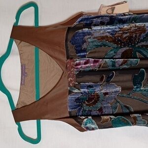 Hale Bob Silk and Velvet V-Neck Pull Over Mini Dress Size Small